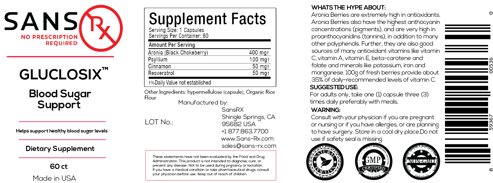 Glucosix Aronia HCI - Blood Sugar Support